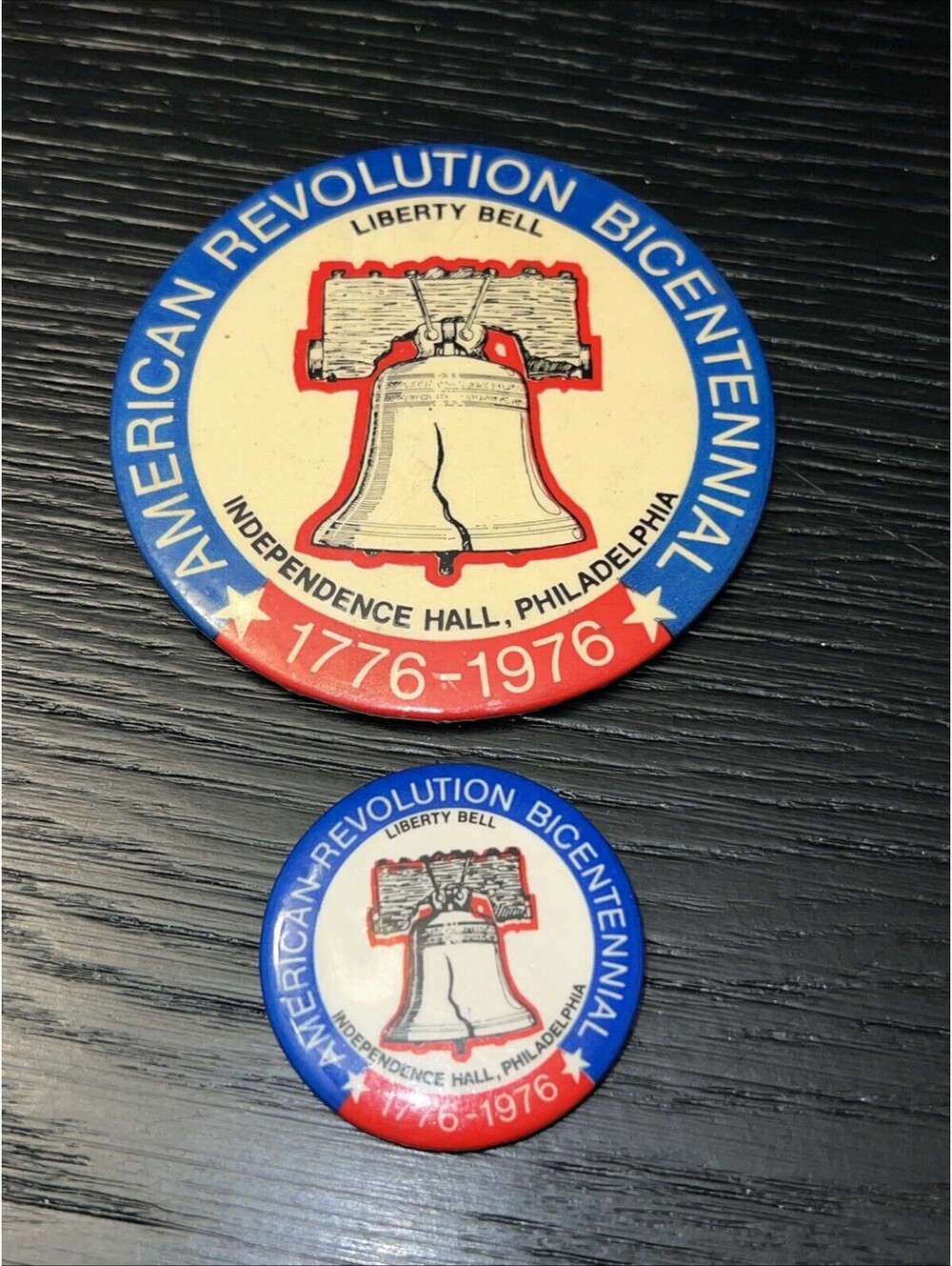 Rare-2 Vintage American Revolution Bicentennial Liberty Bell Button Pin